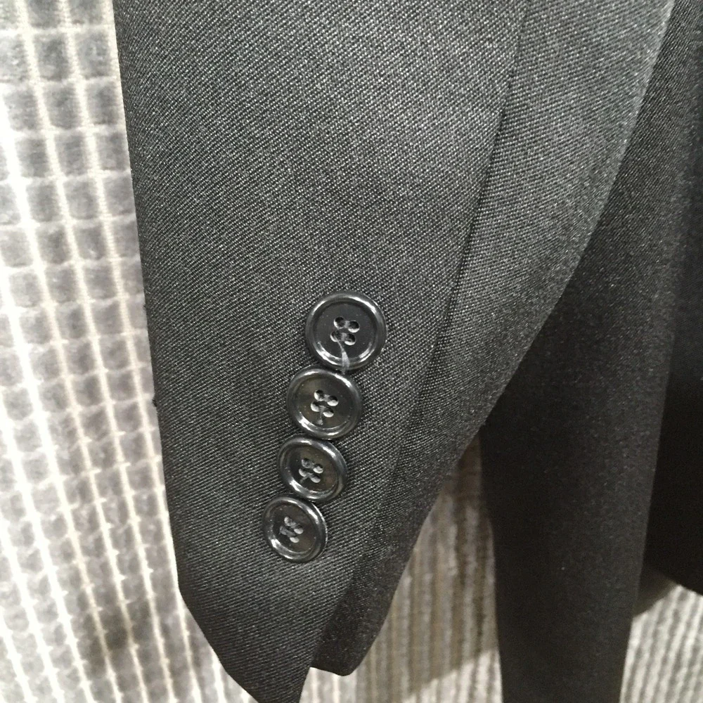 Gino Cappeli Mens Blazer 5-Button Formal Suit Jacket 46 Black
